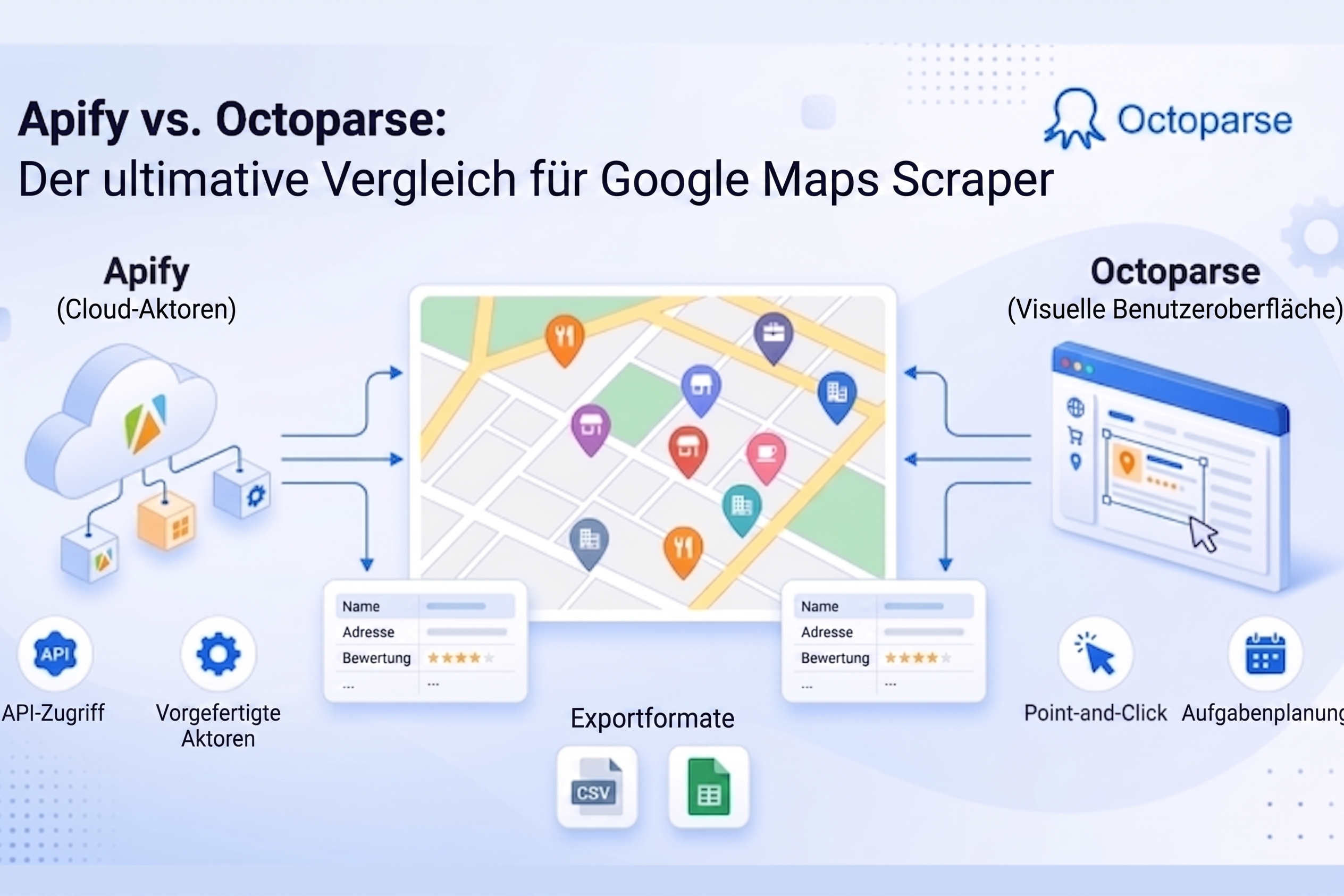Der beste Google Maps Scraper: Apify vs. Octoparse