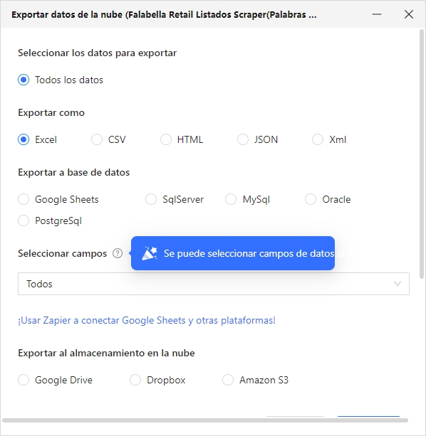 Interfaz de exportación