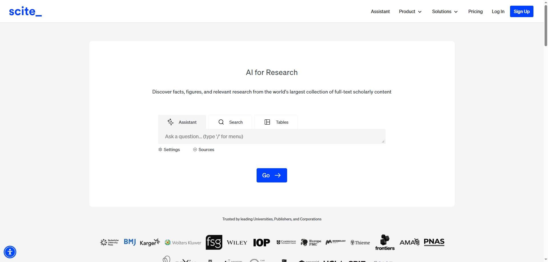 Captura de pantalla de interfaz de Scite.ai