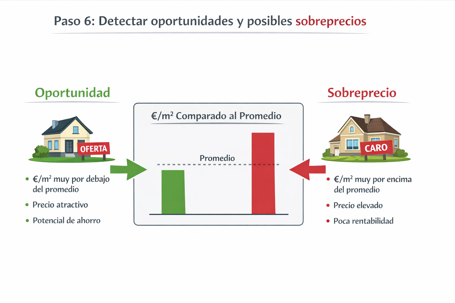 Comparación de anuncios de Idealista para identificar oportunidades y viviendas con sobreprecio según el precio por metro cuadrado