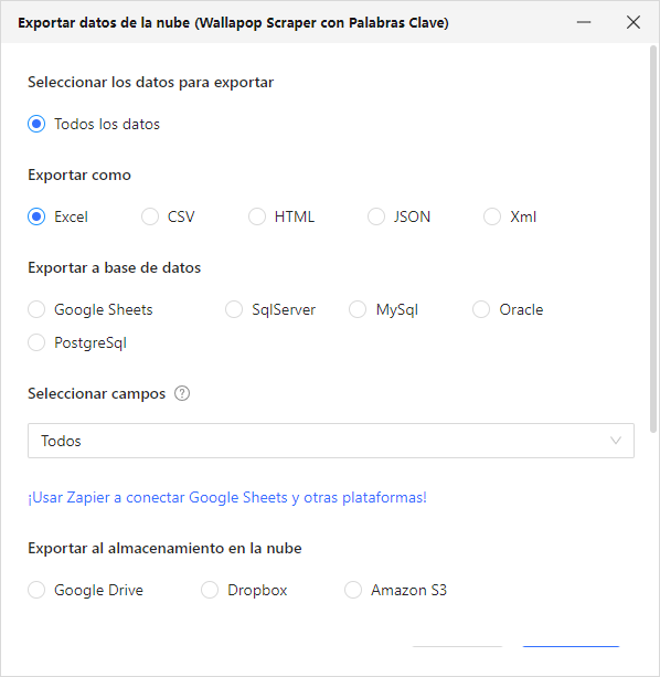 Exportación de datos