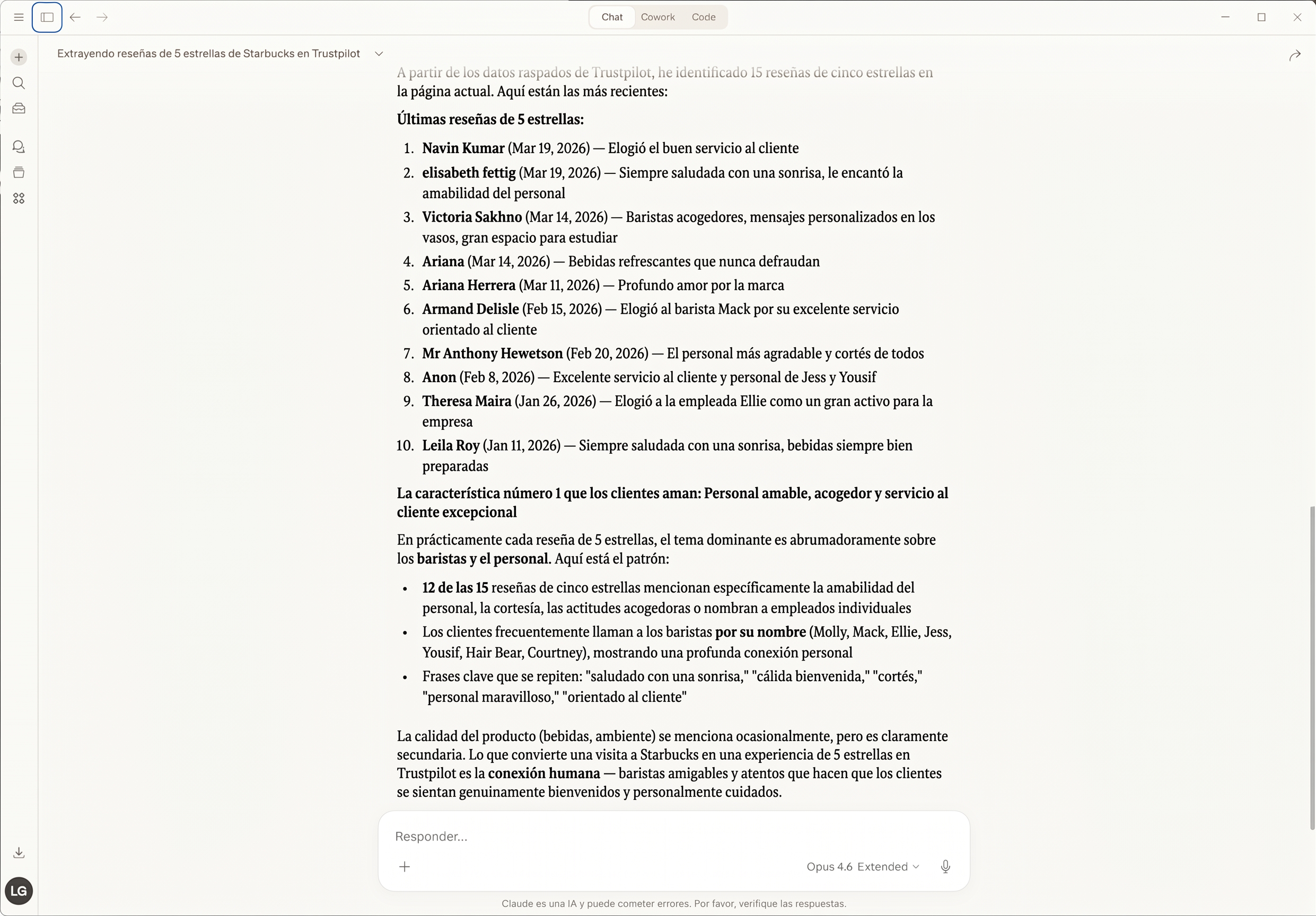 Claude usando Octoparse MCP para prueba social