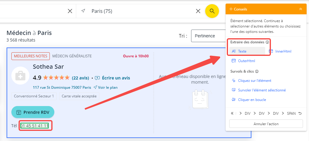 Extraire les numéros