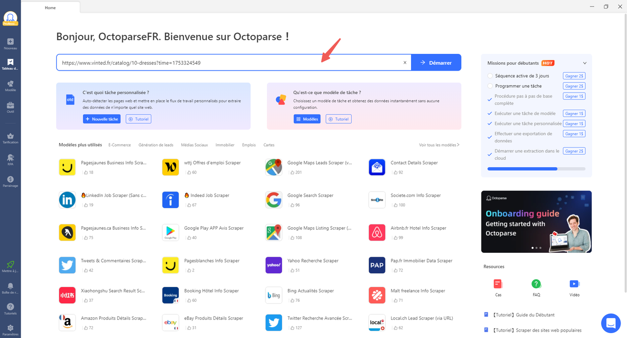 Vinted Scraper avec Octoparse