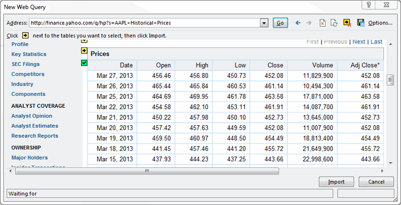 Obtenir des données Web à l'aide de requêtes Web Excel