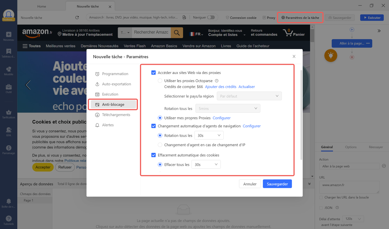 Rotation de proxies sur Octoparse