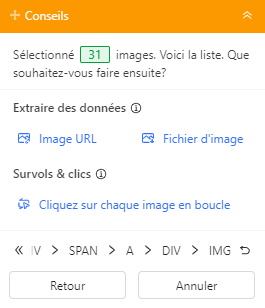 Sélectionnez l'option d'extraction d'images sur Octoparse