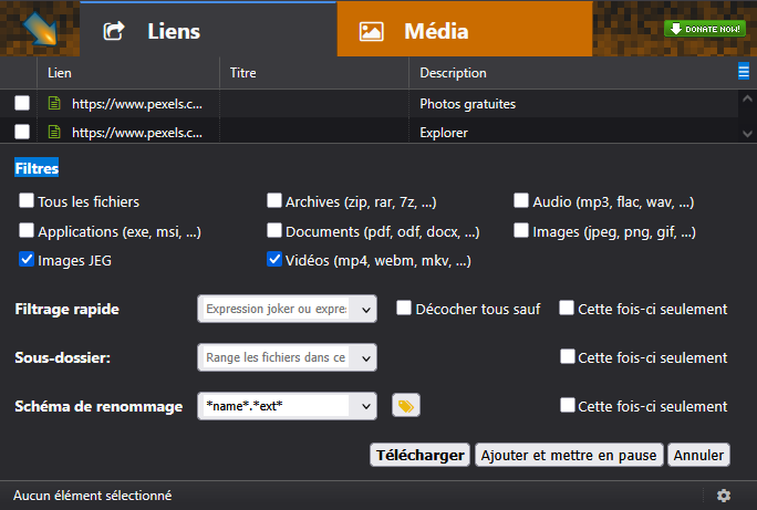 Configurer le téléchargement d'images sur DownThemAll!