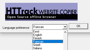 Choix de la langue préférée dans HTTrack
