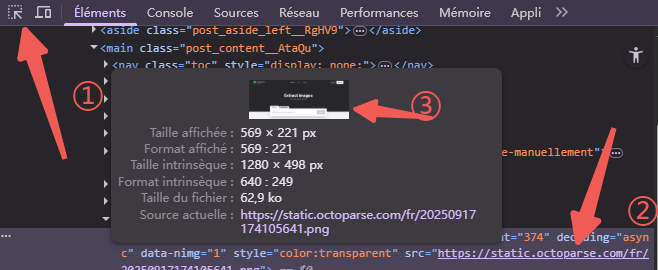 Extraire l'image en cliquant la petite flèche en haut à gauche