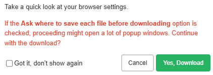 Fenêtre popup de l'extension Image Downloader