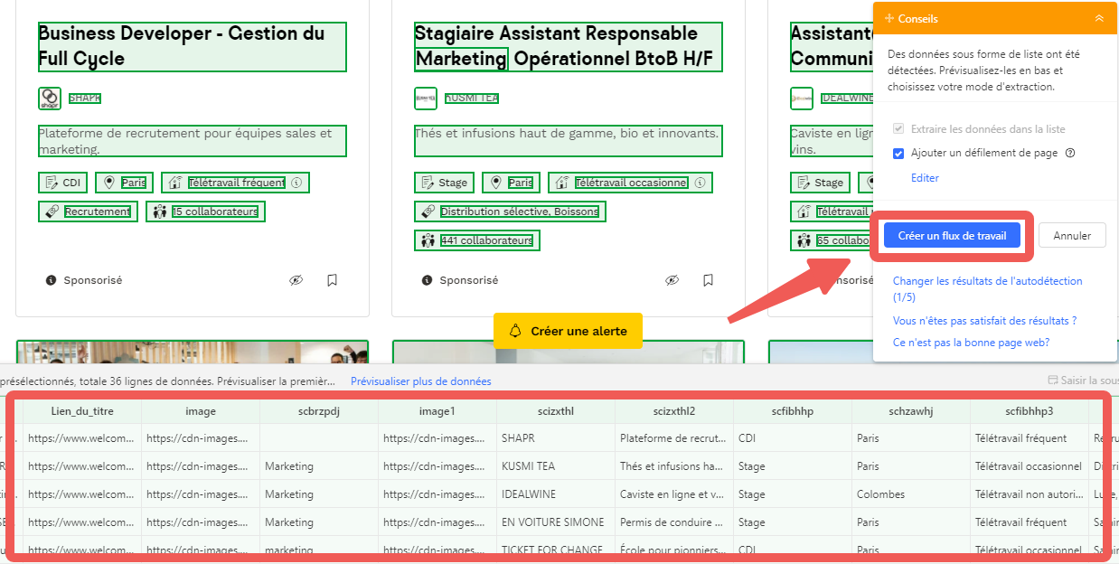 Créer un flux de travail sur Octoparse