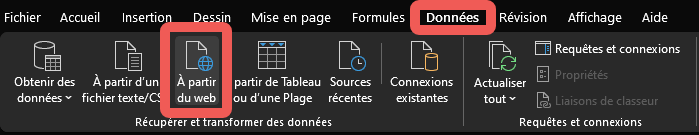 Allez dans l’onglet Données sur Excel