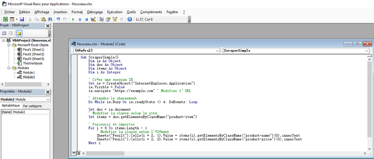 Insérer et lancer le code VBA