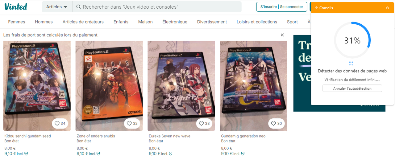 Lancer la détection automatique des données sur Octoparse