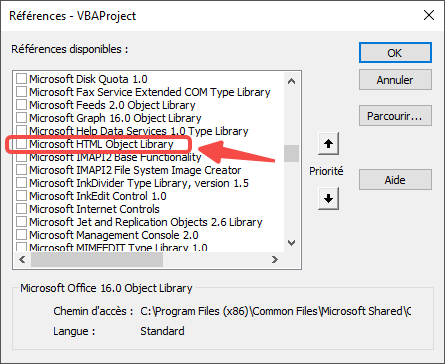 Ajouter les références VBA