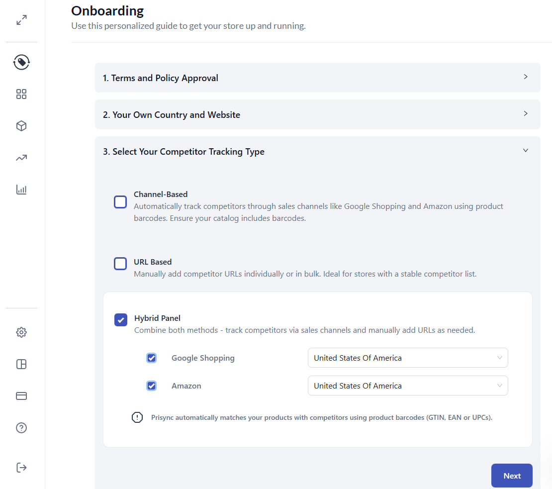 Prisync - mode hybride de veille tarifaire sur Amazon.fr et Google Shopping France