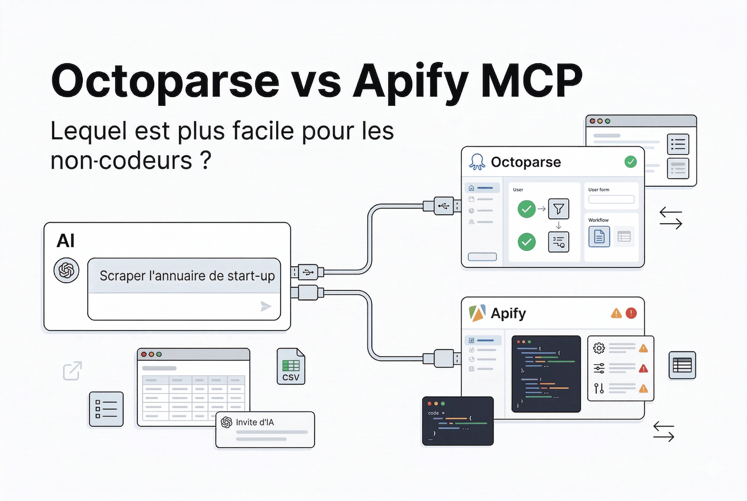 Octoparse MCP vs Apify MCP : quel outil de scraping IA convient aux non-développeurs ?