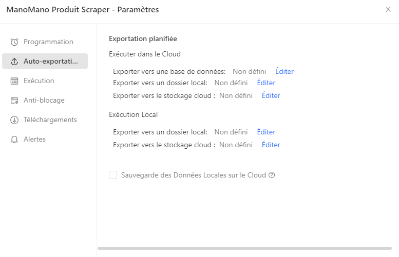 Configuration de l’auto-exportation des données de stock et de prix collectées sur ManoMano