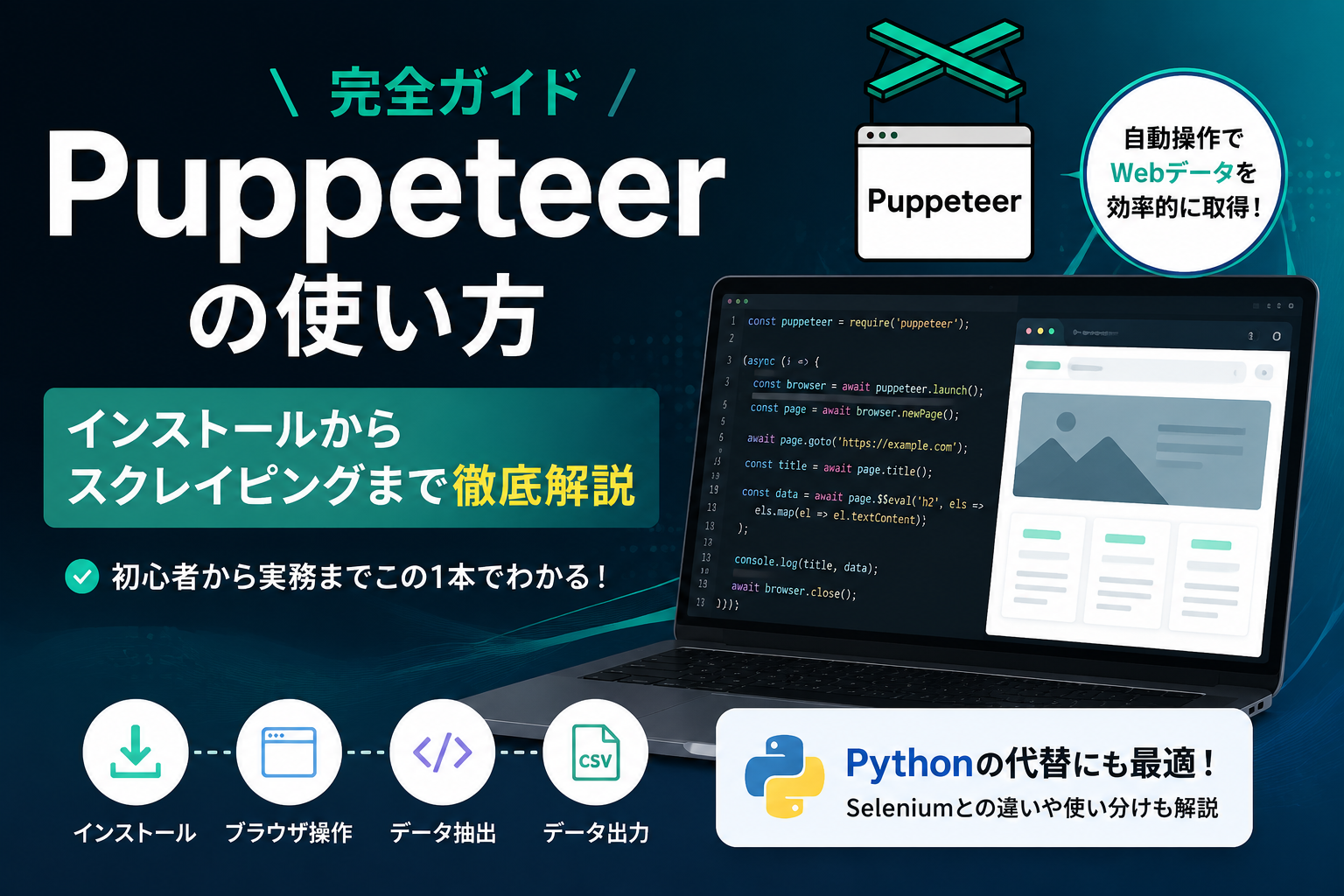 Puppeteerの使い方完全ガイド｜インストールからスクレイピング・Python代替まで徹底解説