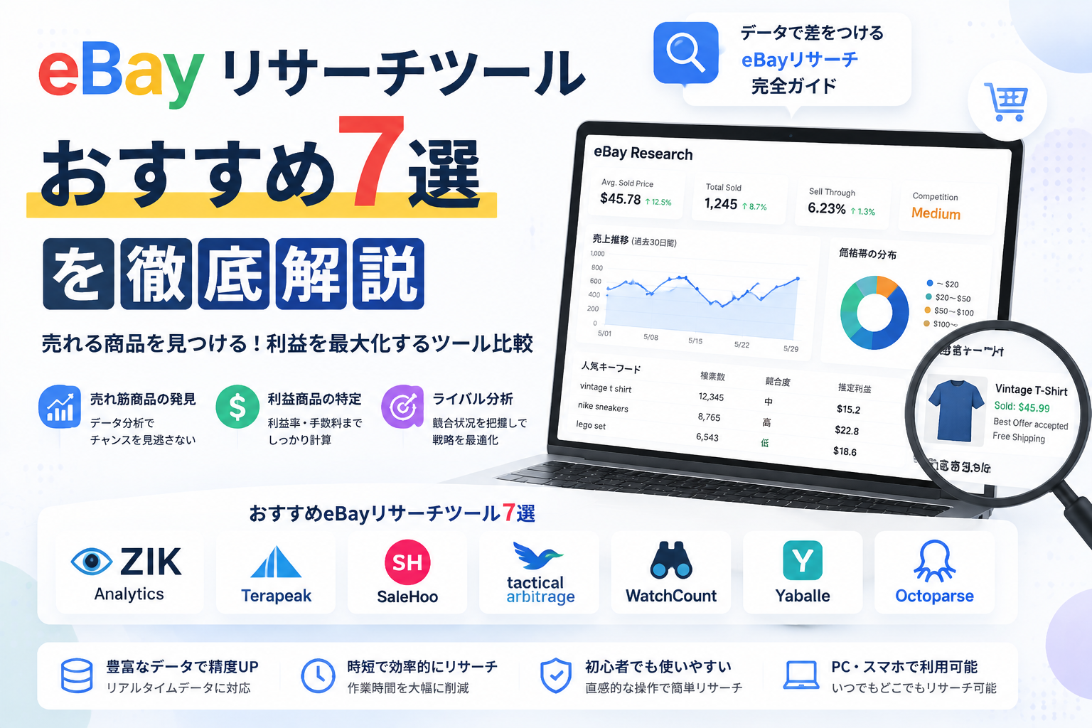 【2026年最新版】eBayリサーチツール7選｜商品分析・競合調査を効率化する方法