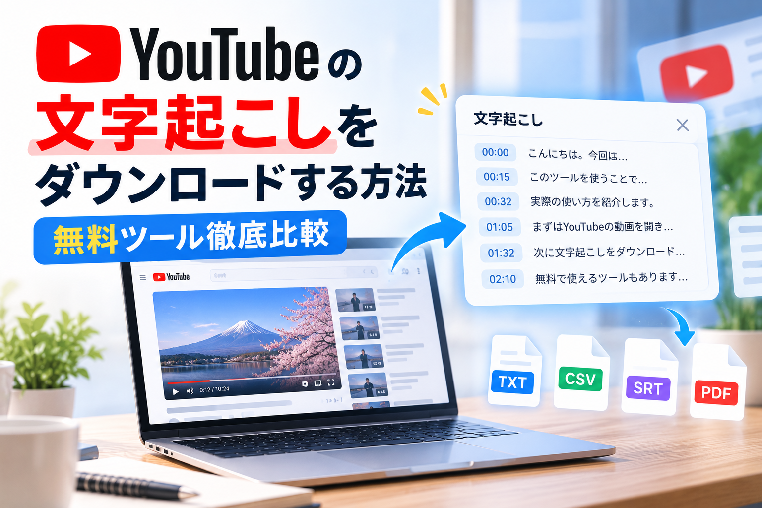 YouTubeの文字起こしをダウンロードする方法｜無料ツール徹底比較